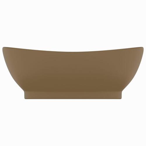 Luksuriøs håndvask overløb 58,5x39 cm keramik oval mat creme