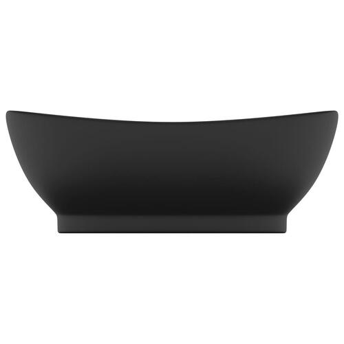Luksuriøs håndvask overløb 58,5x39 cm keramik oval mat sort