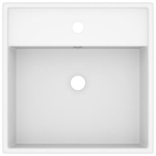 Luksuriøs håndvask overløb 41x41 cm keramik firkantet mat hvid