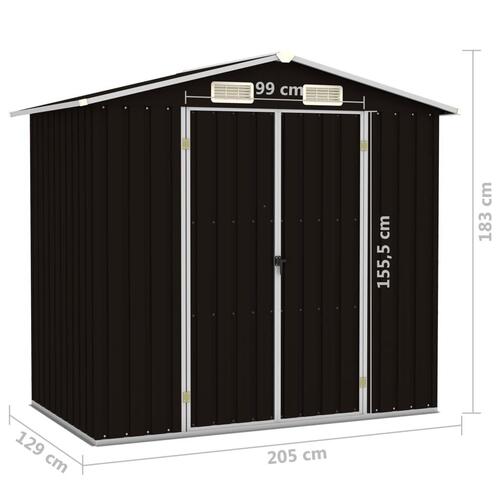 Haveskur 205x129x183 cm galvaniseret stål brun