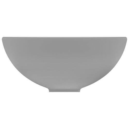Luksuriøs håndvask 32,5x14 cm rund keramisk mat lysegrå