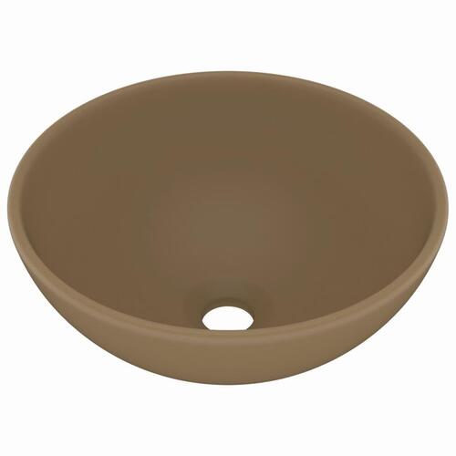 Luksuriøs håndvask 32,5x14 cm rund keramisk mat cremefarvet