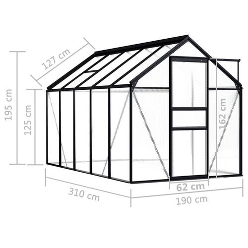 Drivhus 5,89 m² aluminium antracitgrå