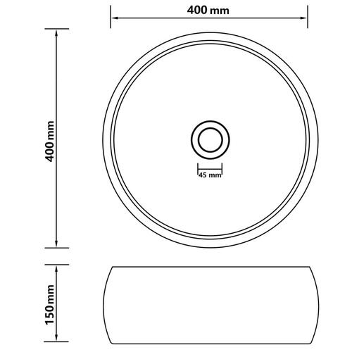 Luksuriøs håndvask 40x15 cm rund keramisk mat hvid
