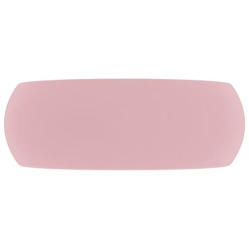Luksuriøs håndvask 40x15 cm rund keramisk mat pink