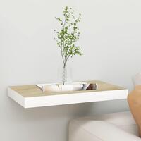 Svævehylde 50x23x3,8 cm MDF egetræsfarvet og hvid