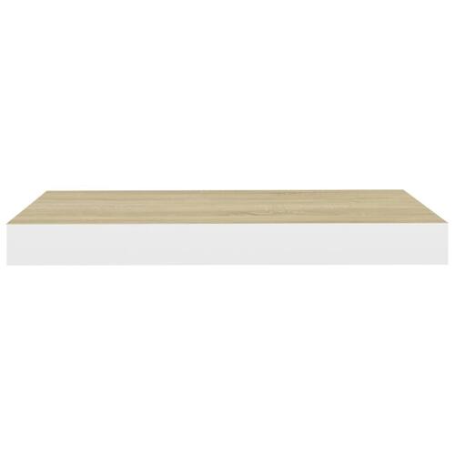 Svævehylde 50x23x3,8 cm MDF egetræsfarvet og hvid