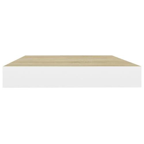 Svævehylde 50x23x3,8 cm MDF egetræsfarvet og hvid