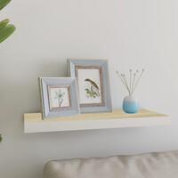 Svævehylde 60x23,5x3,8 cm MDF egetræsfarve og hvid