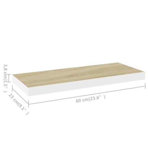 Svævehylder 4 stk. 60x23,5x3,8 cm MDF egetræsfarve og hvid
