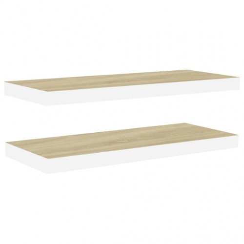Svævehylder 2 stk. 80x23,5x3,8 cm MDF egetræsfarve og hvid
