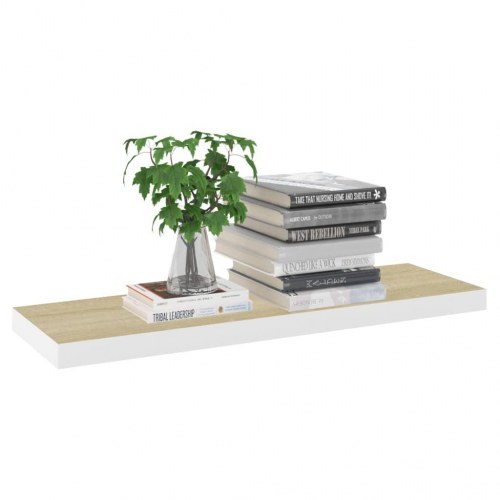 Svævehylder 2 stk. 80x23,5x3,8 cm MDF egetræsfarve og hvid
