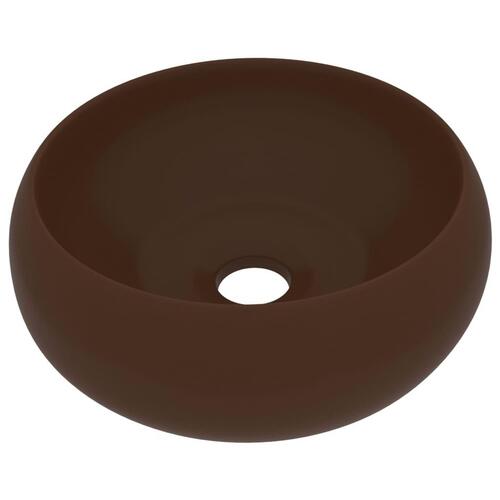 Luksuriøs håndvask 40x15 cm rund keramik mat mørkebrun