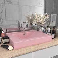 Luksuriøs håndvask med vandhanehul 60x46 cm keramisk mat pink