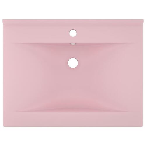 Luksuriøs håndvask med vandhanehul 60x46 cm keramisk mat pink