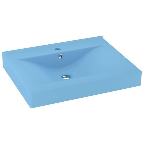Luksuriøs håndvask m. vandhanehul 60x46 cm keramisk mat lyseblå