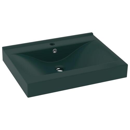 Luksuriøs håndvask vandhanehul 60x46 cm keramik mat mørkegrøn