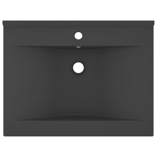 Luksuriøs håndvask vandhanehul 60x46 cm keramik mat mørkegrå