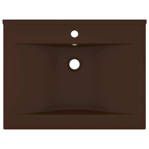 Luksuriøs håndvask vandhanehul 60x46 cm keramik mat mørkebrun