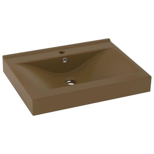 Luksuriøs håndvask med vandhanehul 60x46 cm keramisk mat creme