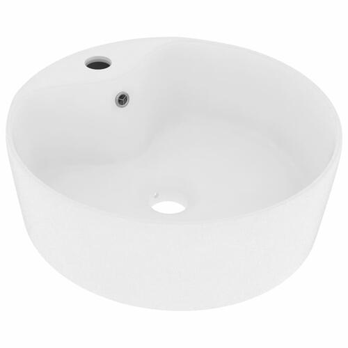 Luksuriøs håndvask med overløb 36x13 cm keramik mat hvid