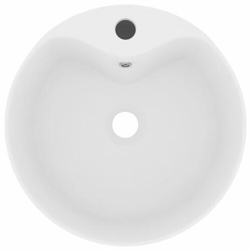 Luksuriøs håndvask med overløb 36x13 cm keramik mat hvid