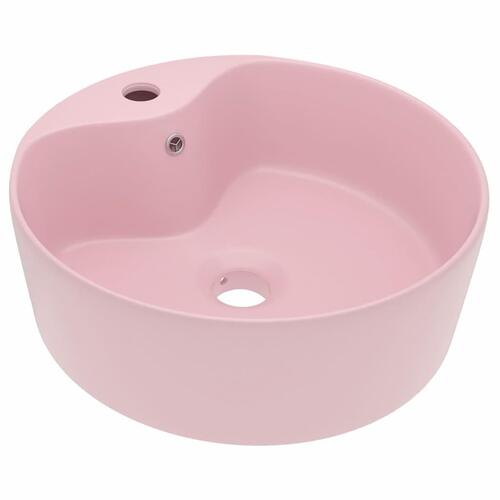 Luksuriøs håndvask med overløb 36x13 cm keramik mat pink