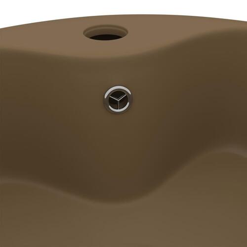 Luksuriøs håndvask med overløb 36x13 cm keramik mat cremefarvet