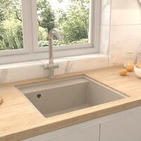 Køkkenvask med overløbshul granit beige