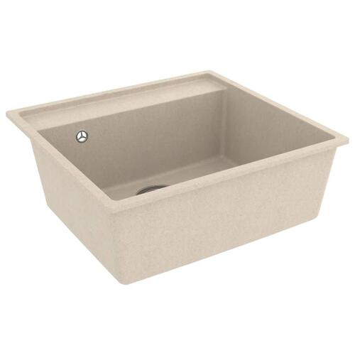 Køkkenvask med overløbshul granit beige