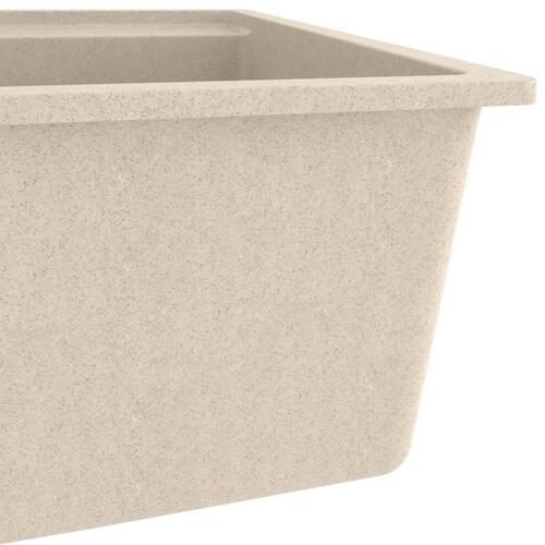 Køkkenvask med overløbshul granit beige