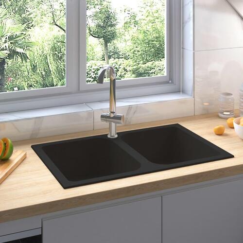 Køkkenvask sort 760x480x184 mm granit