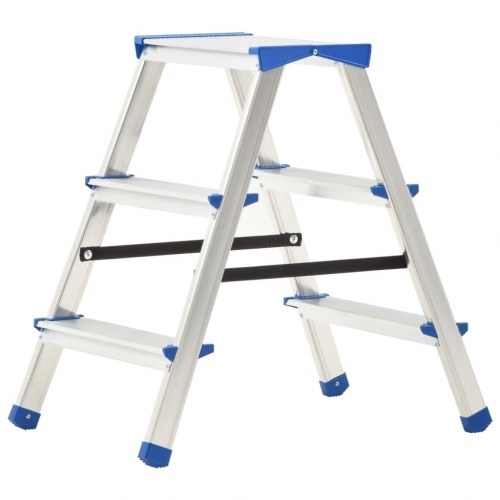 Dobbeltsidet trappestige 3 trin 67 cm aluminium