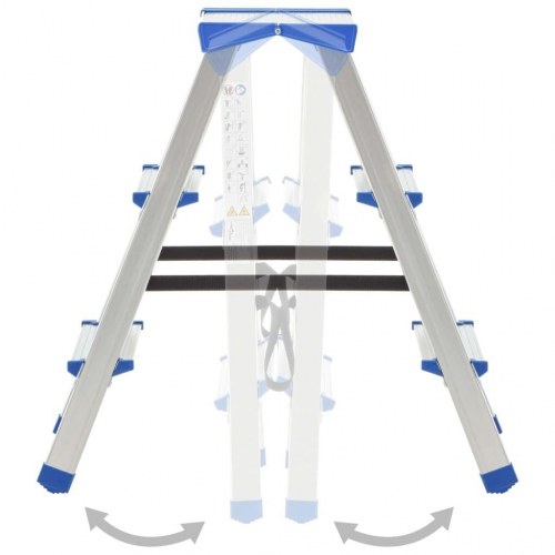 Dobbeltsidet trappestige 3 trin 67 cm aluminium