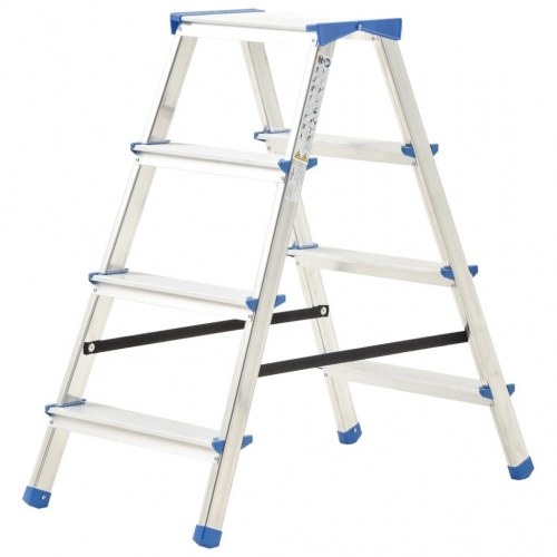 Dobbeltsidet trappestige 4 trin 90 cm aluminium