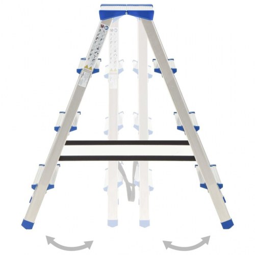 Dobbeltsidet trappestige 4 trin 90 cm aluminium