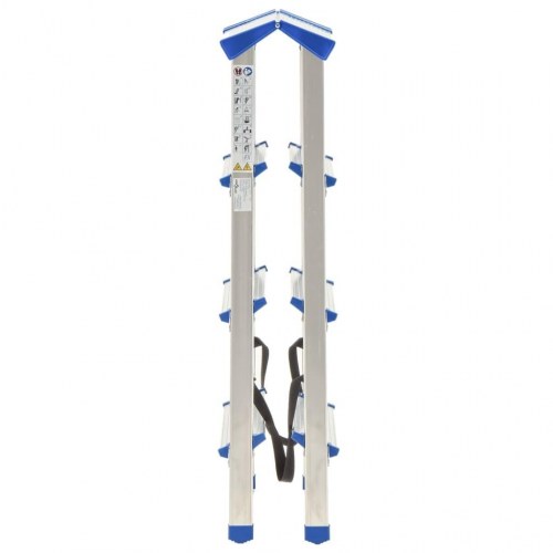 Dobbeltsidet trappestige 4 trin 90 cm aluminium