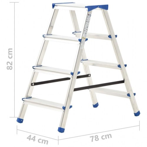 Dobbeltsidet trappestige 4 trin 90 cm aluminium