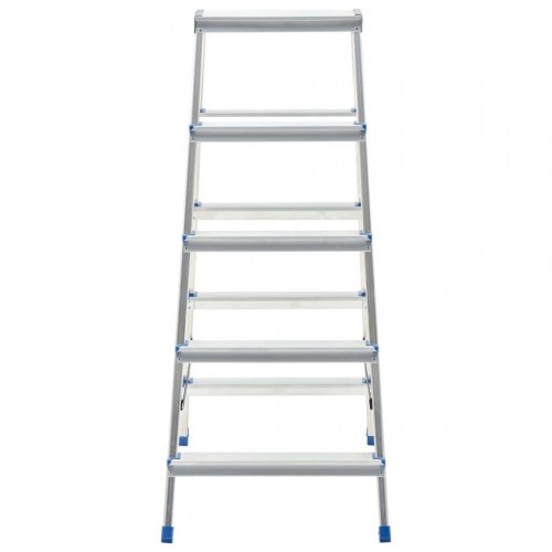 Dobbeltsidet trappestige 5 trin 113 cm aluminium
