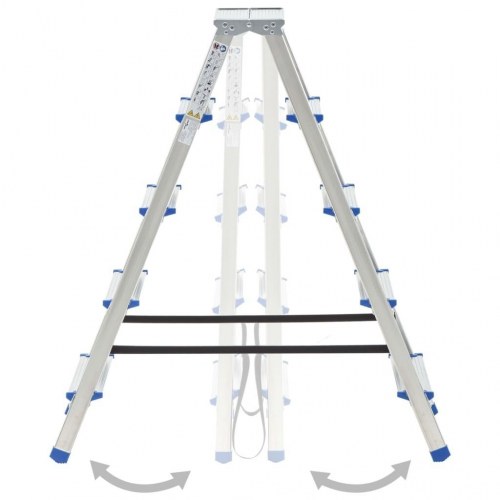 Dobbeltsidet trappestige 5 trin 113 cm aluminium