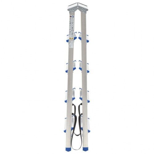 Dobbeltsidet trappestige 5 trin 113 cm aluminium