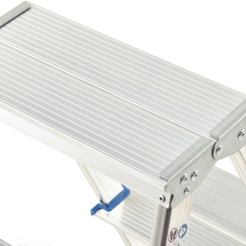 Dobbeltsidet trappestige 5 trin 113 cm aluminium