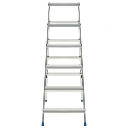 Dobbeltsidet trappestige 6 trin 136 cm aluminium