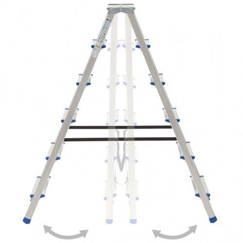 Dobbeltsidet trappestige 6 trin 136 cm aluminium