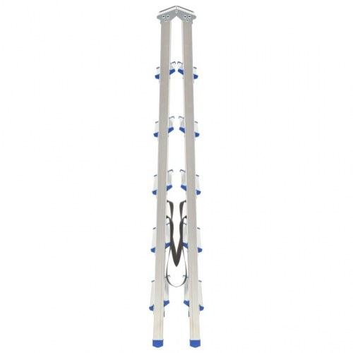 Dobbeltsidet trappestige 6 trin 136 cm aluminium