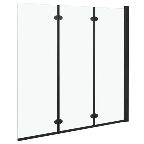 Foldbar brusekabine 3 paneler ESG 130x138 cm sort
