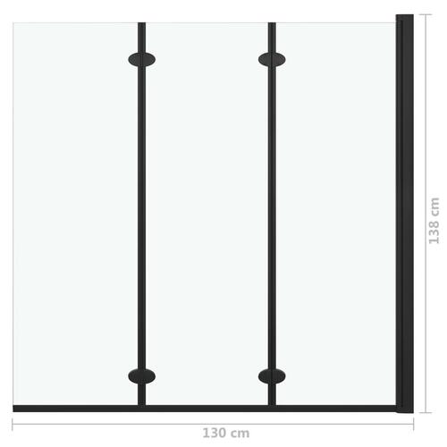 Foldbar brusekabine 3 paneler ESG 130x138 cm sort