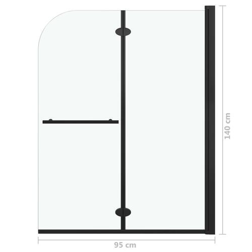 Foldbar brusekabine 2 paneler ESG 95x140 cm sort