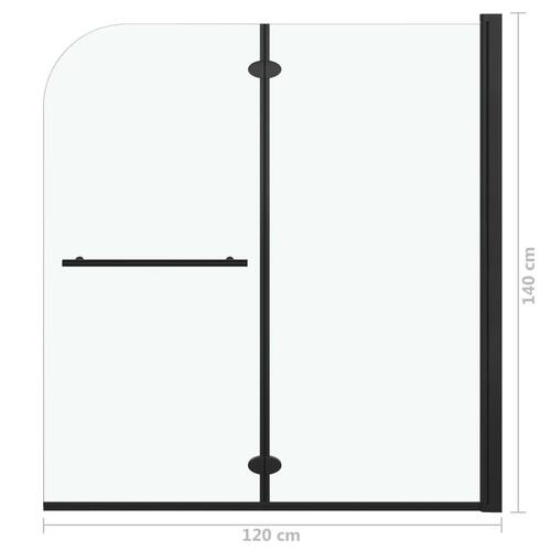 Foldbar brusekabine 2 paneler ESG 120x140 cm sort