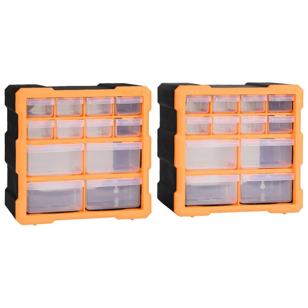Skuffereoler med 12 skuffer 2 stk. 26,5x16x26 cm